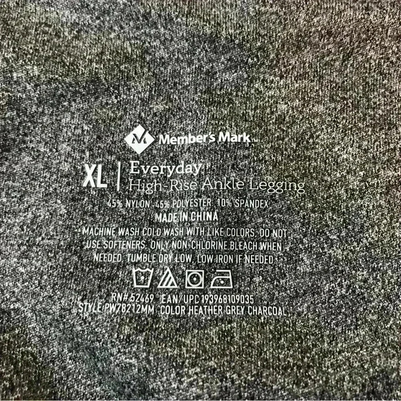 Members Mark High Rise Ankle Leggings Moisture Wicking Material Gray Size XL - Picture 9 of 10